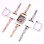 Alloy Watch Band Set Bear Rhinestone Metal Strap + Case Set for Apple Watch All Series