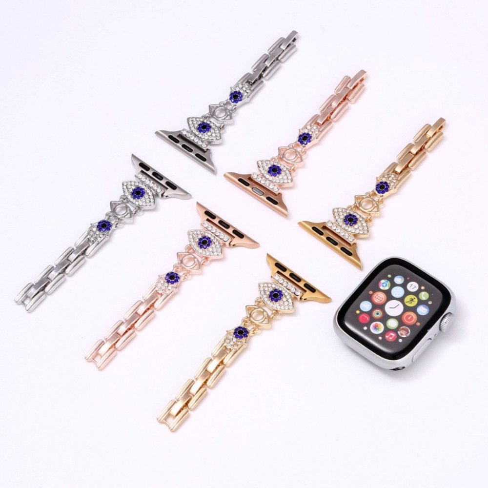 Alloy watch band Evil Eye Rhinestone Metal Strap for Apple Watch All Series