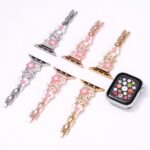 Alloy watch band Floral Rhinestone Metal Strap for Apple Watch Series 5/6/7/8/9/SE