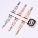 Alloy Watch Band Set Mickey & Minnie Rhinestone Metal Strap Set for Apple Watch All Series