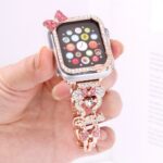 Alloy watch band Heart & Mickey Rhinestone Metal Strap for Apple Watch Series 5/6/7/8/9/SE