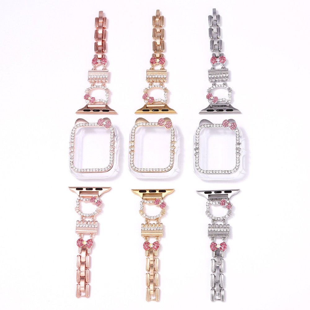 Alloy watch band KT Cat Rhinestone Metal Strap for Apple Watch All Series