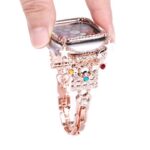 Alloy Watch Band Set Crown Heart Rhinestone Metal Strap + Case Set for Apple Watch All Series