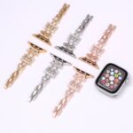 Alloy Watch Band Set Crown Heart Rhinestone Metal Strap + Case Set for Apple Watch All Series