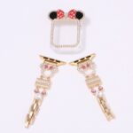 Alloy Watch Band Set Mickey & Minnie Rhinestone Metal Strap Set for Apple Watch All Series