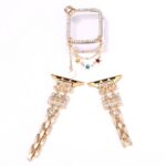 Alloy Watch Band Set Crown Heart Rhinestone Metal Strap + Case Set for Apple Watch All Series