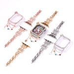 Alloy Watch Band Set Crown Heart Rhinestone Metal Strap + Case Set for Apple Watch All Series