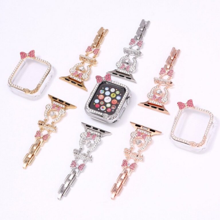 Alloy watch band Heart & Mickey Rhinestone Metal Strap for Apple Watch Series 5/6/7/8/9/SE