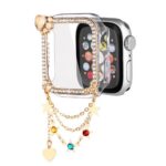 Alloy Watch Band Set Crown Heart Rhinestone Metal Strap + Case Set for Apple Watch All Series